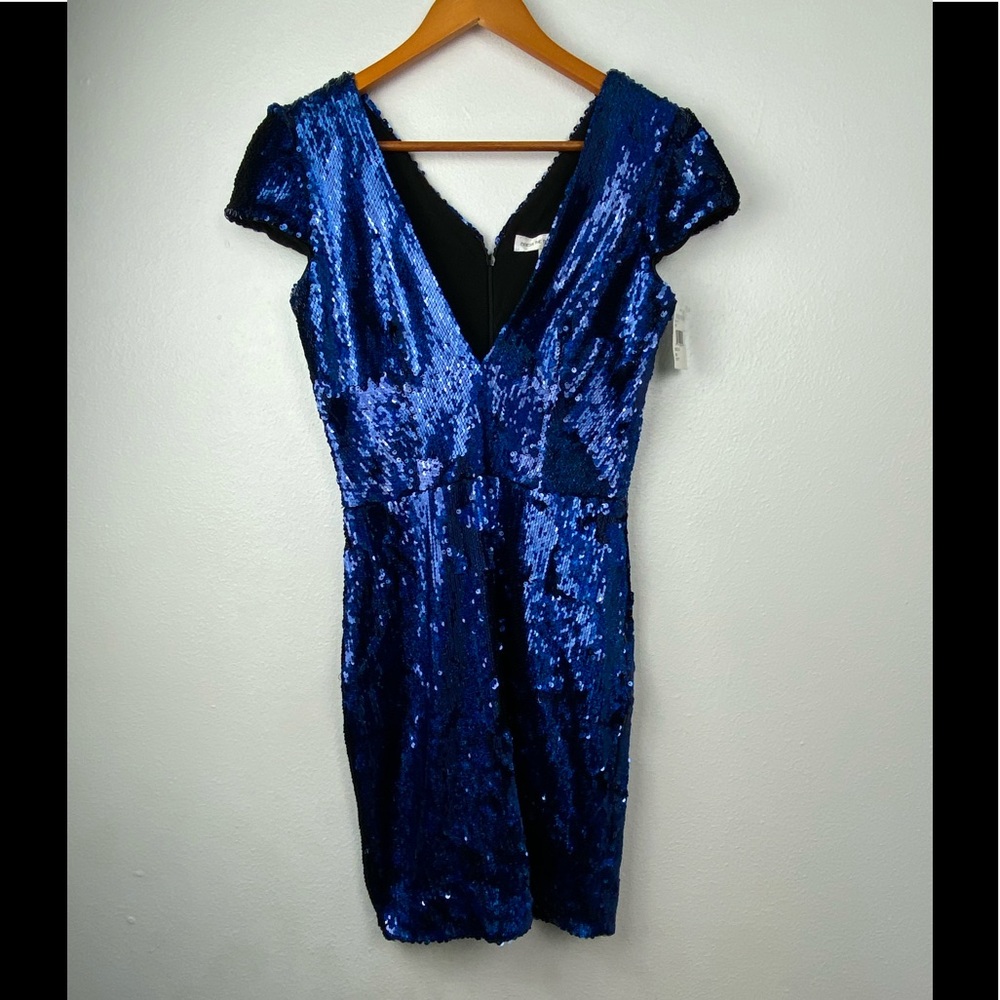 🔥 Dress The Population Zoe Sequin Blue Cocktail Dress M